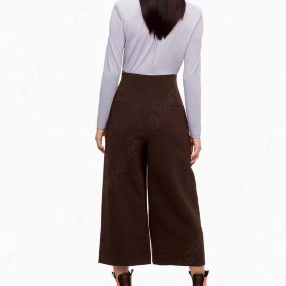 Babaton 1-01 wide leg chocolate brown corset waist crop trousers